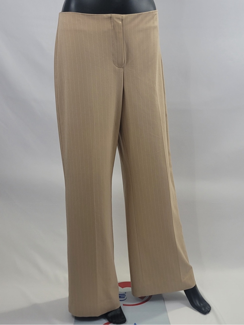 Size 10 THE LIMITED STRETCH Wide Leg Pinstripe Trousers - Beige